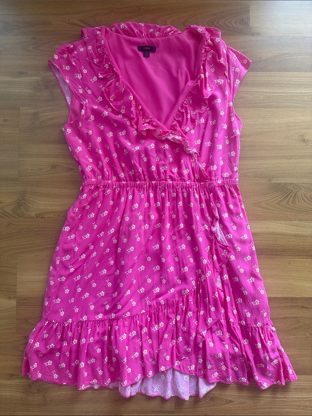 J. Crew Fuchsia Pink Floral Ruffle Mini Dress